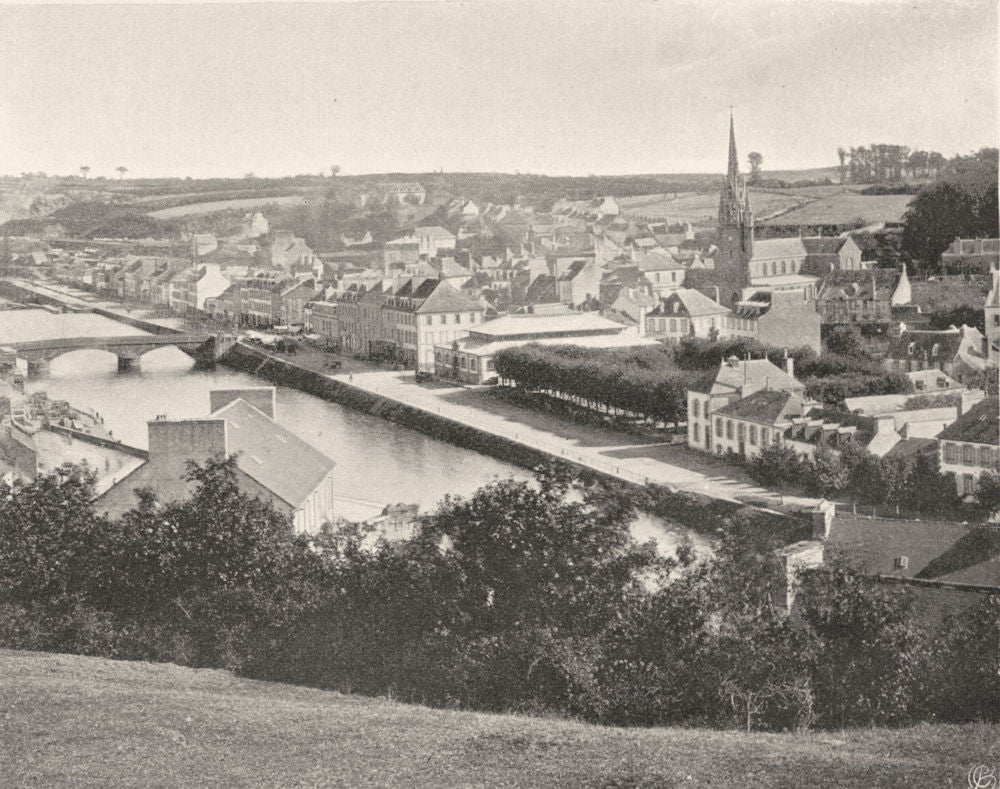 FINISTÈRE. Vue générale de Châteaulin. SMALL. 1903 old antique print picture